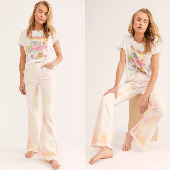 NWT LEE High Rise soft colors, Tie Dye bell bottom, Jean - Picture 2 of 14